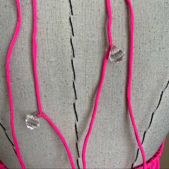 Karina Grimaldi Neon Pink Silk Embellished Rhinestone Beaded Party Dress Revolve - Picture 13 of 16